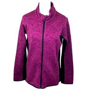 Marc New York Full Zip Jacket Deep Marled Pink & Black Knit Women's Size M